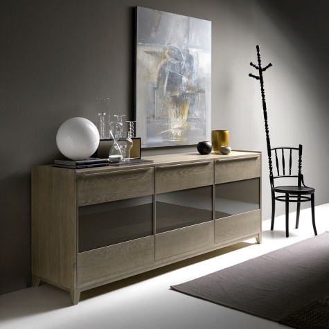 Sideboard in solid walnut or oak with 2 o 3 doors