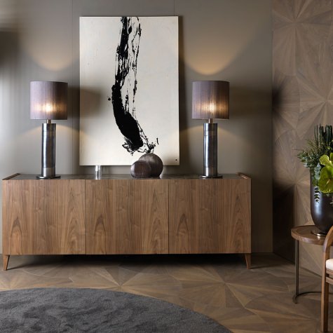 Sideboard in walnut wood with marble top
