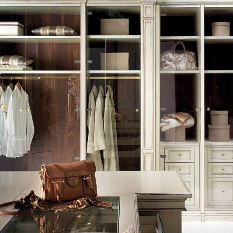 Tailored made wooden classic style Walk-in wardrobe