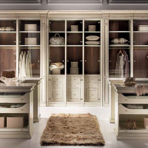 Tailored made wooden classic style Walk-in wardrobe