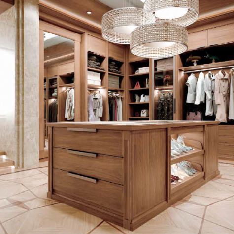 Customized wooden modern style Walk-in wardrobe