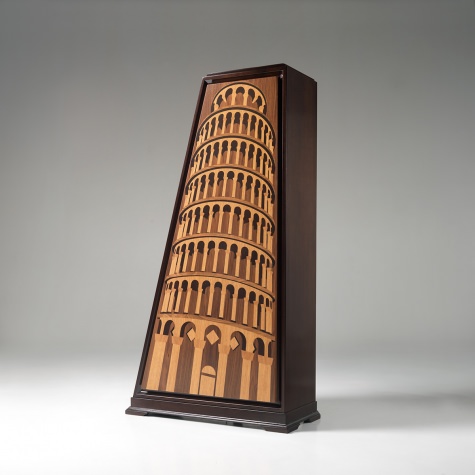 Mobile bar in legno intarsiato Torre di Pisa