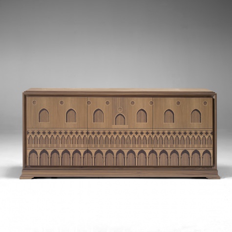 Sideboard in wood, inlayed by hand 