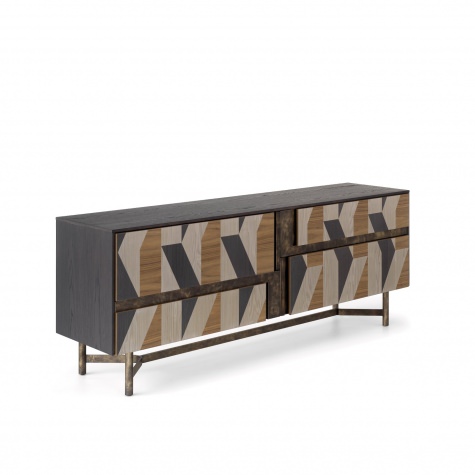 Credenza CLIK con cestoni e ante intarsiate