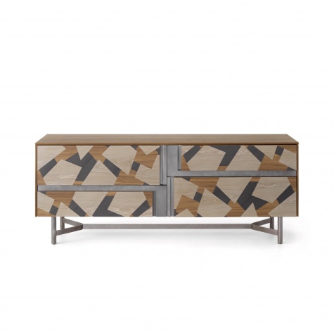 Credenza CLIK con cestoni e ante intarsiate