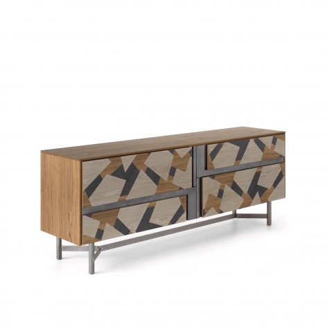 Credenza CLIK con cestoni e ante intarsiate