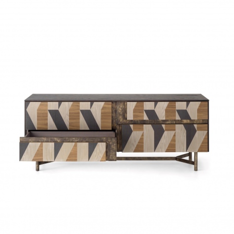 Credenza CLIK con cestoni e ante intarsiate