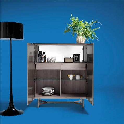 Credenza alta CLIK a due ante con intarsio