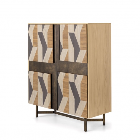 Credenza alta CLIK a due ante con intarsio
