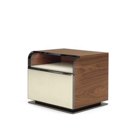 Bedside table with 1 drawer and open compartment in American Walnut wood