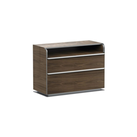 Chest with 2 drawers and open compartment, in American Walnut wood
