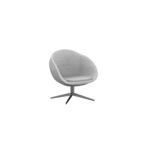 Upholstered swivel chair with metal base