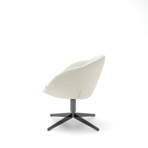 Upholstered swivel chair with metal base