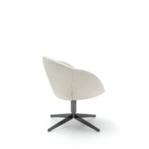 Upholstered swivel chair with metal base