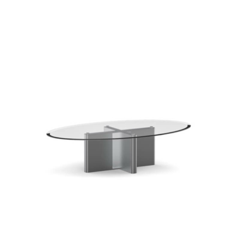 Oval Coffee table in extra-clear bevelled glass with legs available in lacquered versions