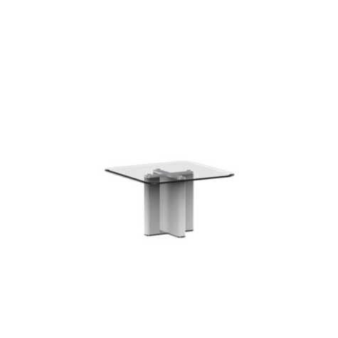 Coffee table quadrato in cristallo extra chiaro bisellato con gambe in varianti laccate