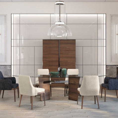 Sideboard with 4 doors and top in American Walnut wood