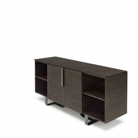 Credenza 2 ante con vani e top in legno di Noce americano