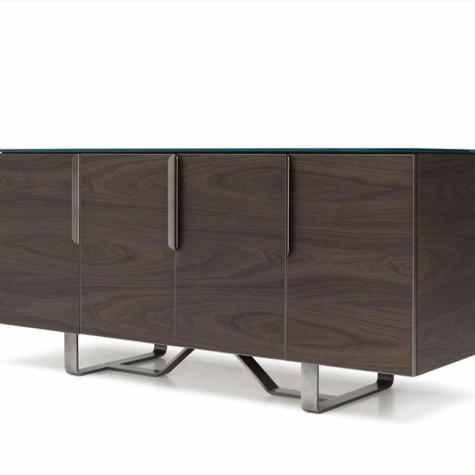 Sideboard with 4 doors and top in American Walnut wood