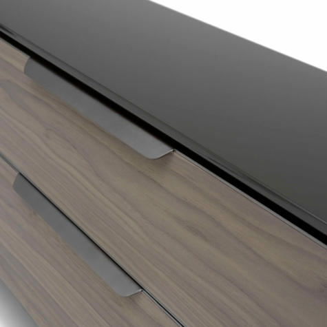 Credenza porta TV 2 ante con cassetti centrali e top in legno di Noce americano