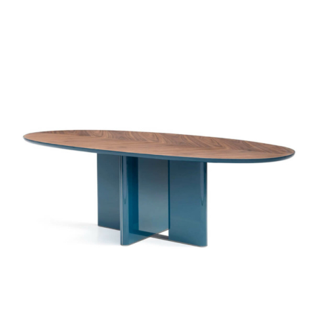 Oval table in American Walnut wood with legs available in lacquered versions Oval table in American Walnut wood with legs available in lacquered versions