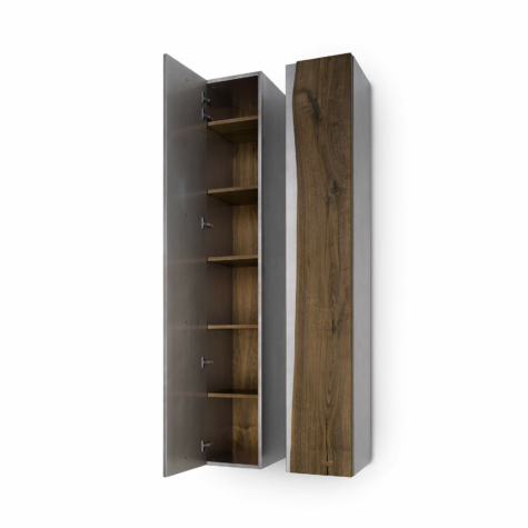 Hanging storage unit in solid American Walnut