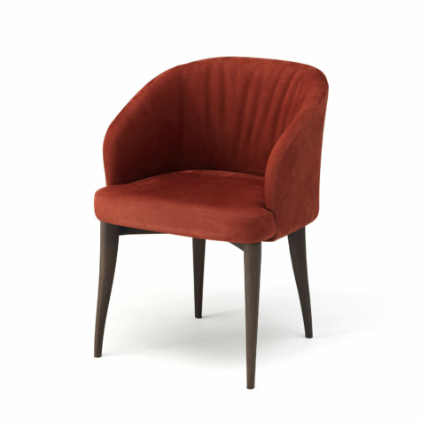 Upholstered armchair in solid wood