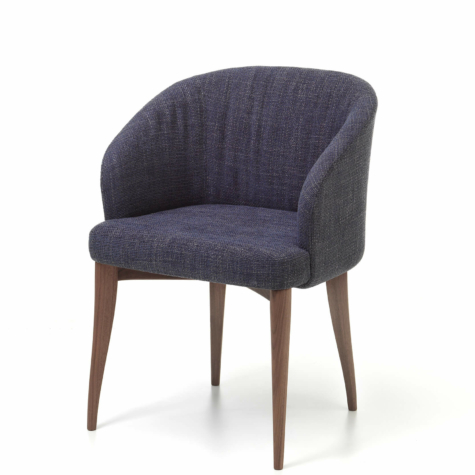 Upholstered armchair in solid wood