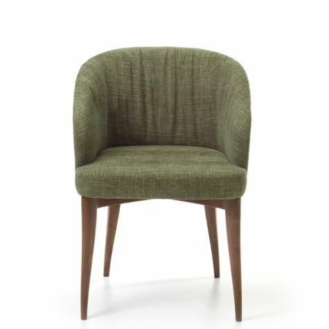 Upholstered armchair in solid wood