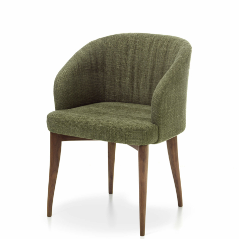 Upholstered armchair in solid wood