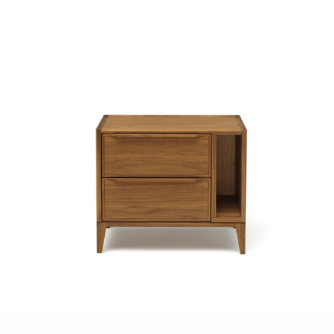 Bedside table with two drawers and open compartment