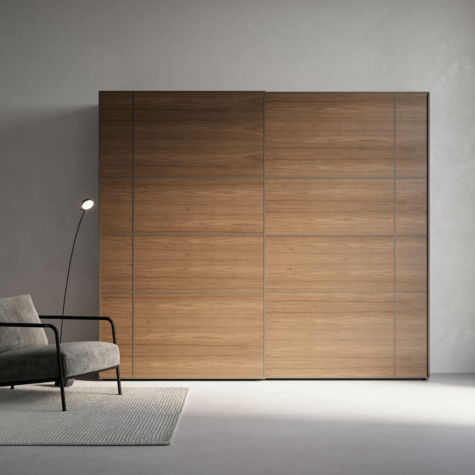 Wooden wardrobe with two sliding doors