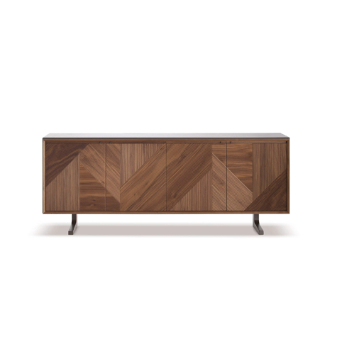 Credenza con 4 ante battenti 3D e top in legno laccato