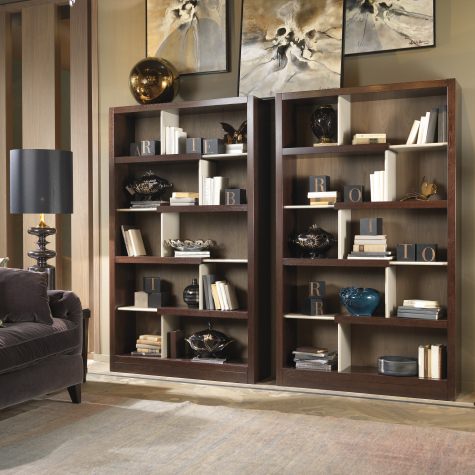 Bookcase in oak with lacquered shelves