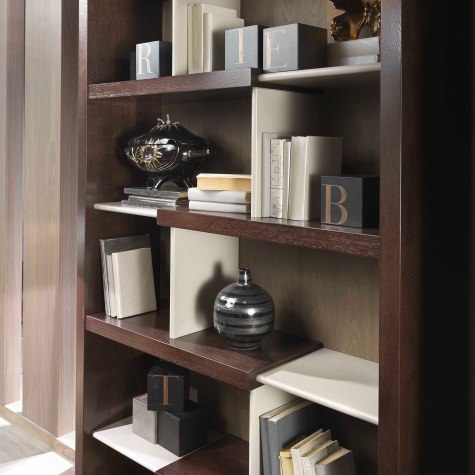 Bookcase in oak with lacquered shelves