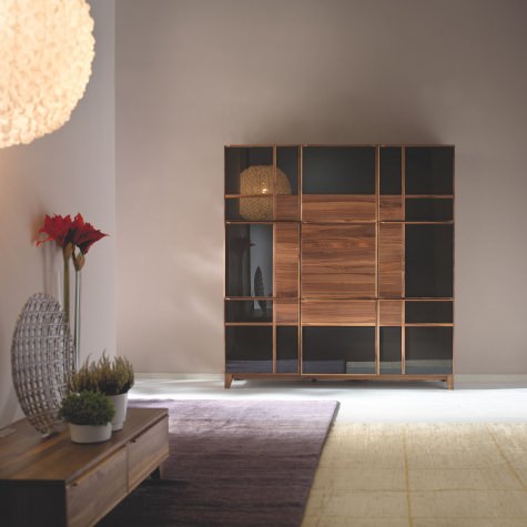 Cabinet in solid walnut or oak with 9 doors Cabinet in solid walnut or oak with 9 doors