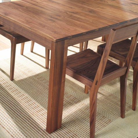 Rectangular table in solid walnut with extensions with transverse boards