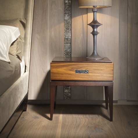 Bed side table in walnut or oak with 1 drawer