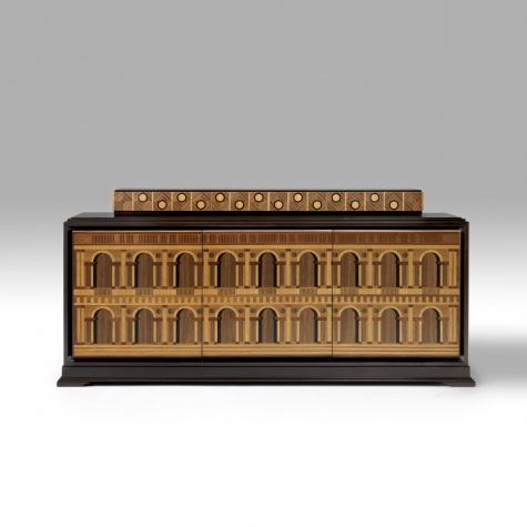 Credenza in legno intarsiato a mano Basilica Palladiana Credenza in legno intarsiato a mano Basilica Palladiana