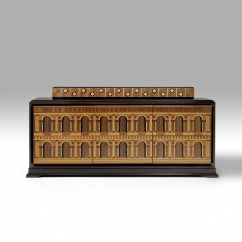 "Basilica Palladiana" sideboard in wood, inlayed by hand 