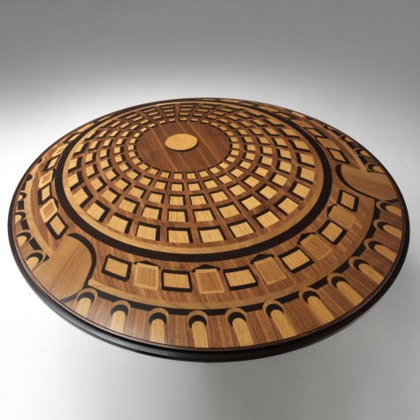 Tavolo rotondo Pantheon, gamba a T, fisso o con allunghe diametro 150 e 180 cm