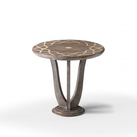 Tavolino da salotto ovale o rotondo in legno intarsiato Piazza del Campidoglio