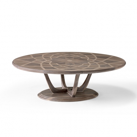 "Piazza del Campidoglio" round inlayed coffee table in wood