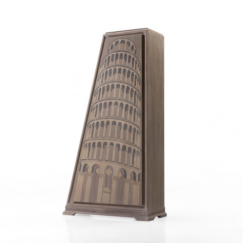 Mobile bar in legno intarsiato Torre di Pisa