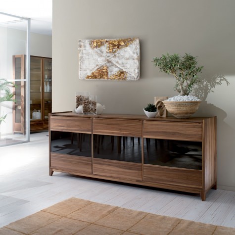 Credenza in noce o rovere massello a 2 o 3 ante