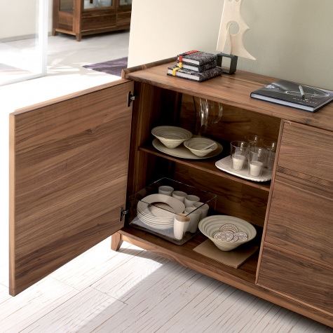 Credenza in noce o rovere massello a 2 o 3 ante