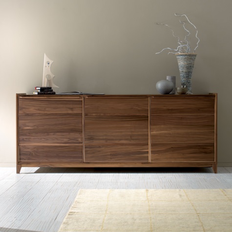 Credenza in noce o rovere massello a 2 o 3 ante